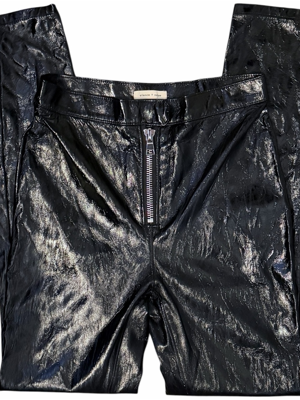 Silence + Noise Black Faux Leather Slim Fit Pants